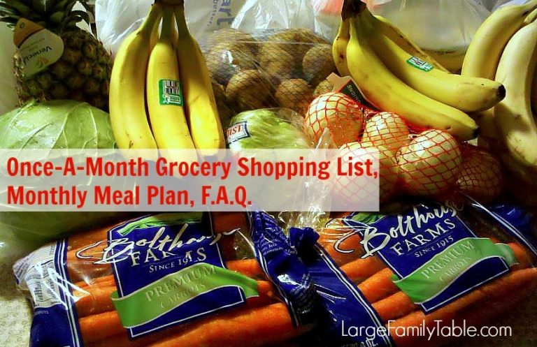 Once-A-Month Grocery Shopping List, Monthly Meal Plan, F.A.Q.