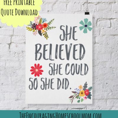 She Believed She Could So She Did -- Free Printable Quote Download