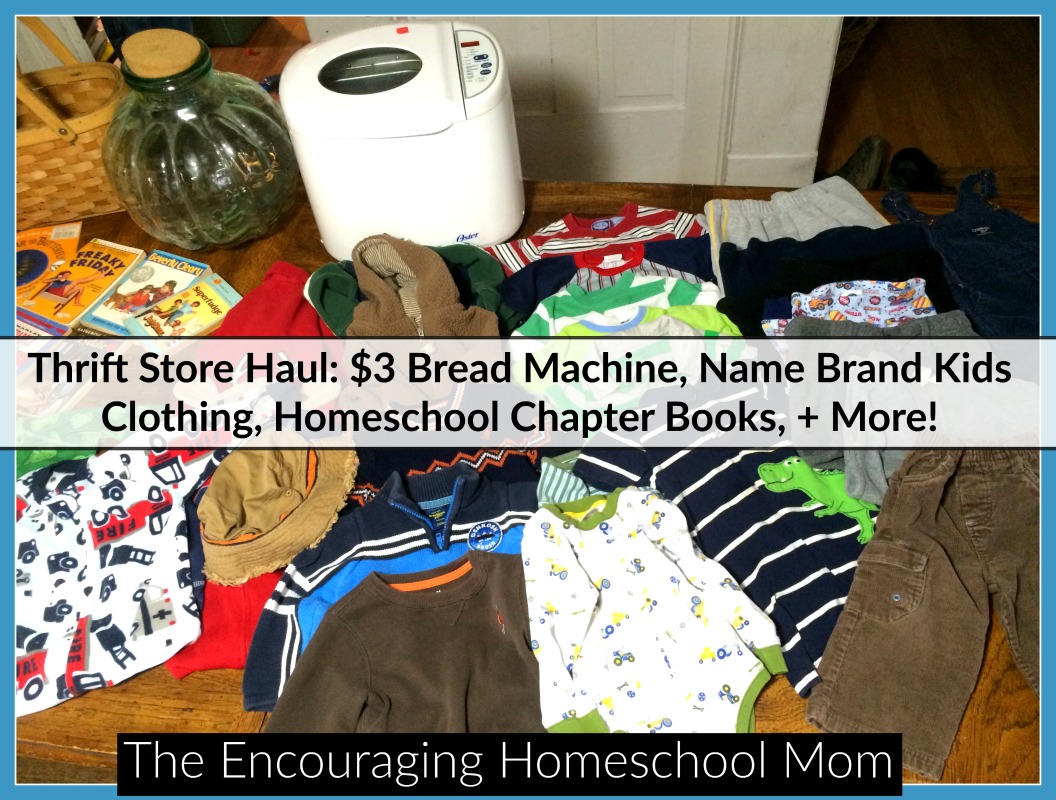 Thrift Store Haul: $3 Bread Machine, Name Brand Kids Clothing, Homeschool Chapter Books, + More!