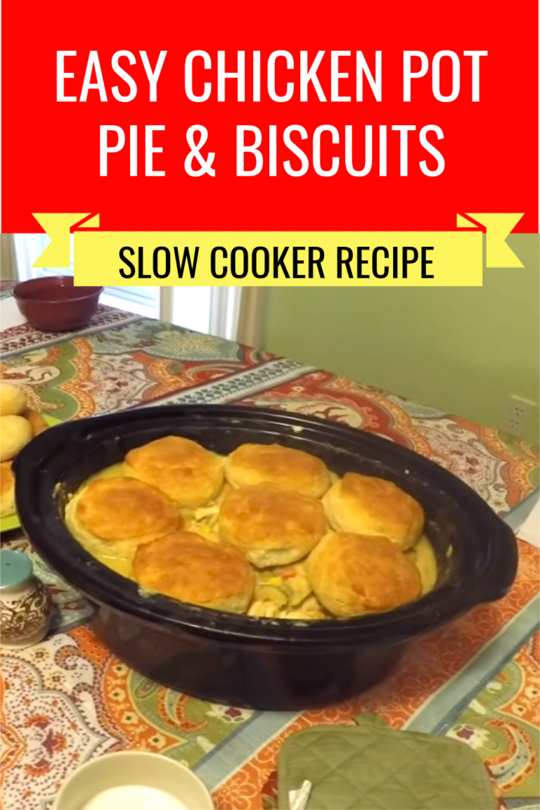 Chicken Pot Pie with Biscuits on top in a bowl on the table