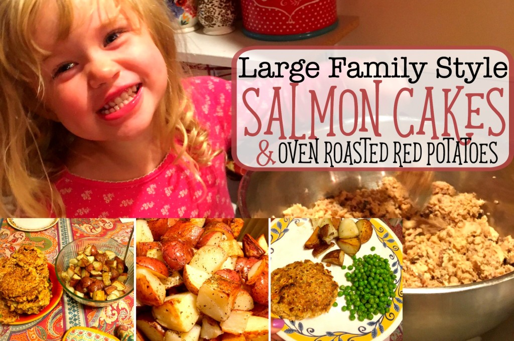 Salmon Cakes Recipe and Oven Roasted Red Potatoes | Large Family Style!