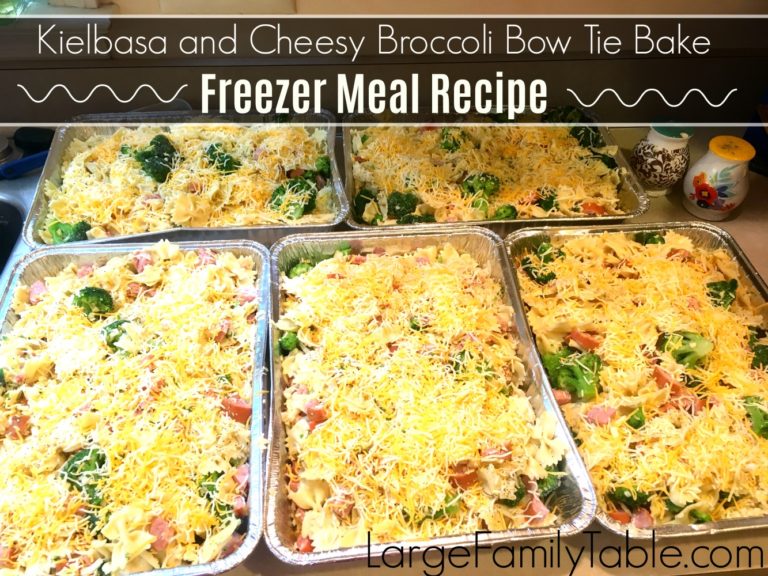 Kielbasa and Cheesy Broccoli Bow Tie Bake | Freezer Meal Recipe