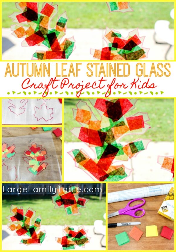 Autumn Leaf Stained Glass Craft Project For Kids - Large Family Table