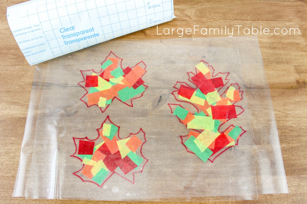 Tissue Paper Leaf Suncatchers