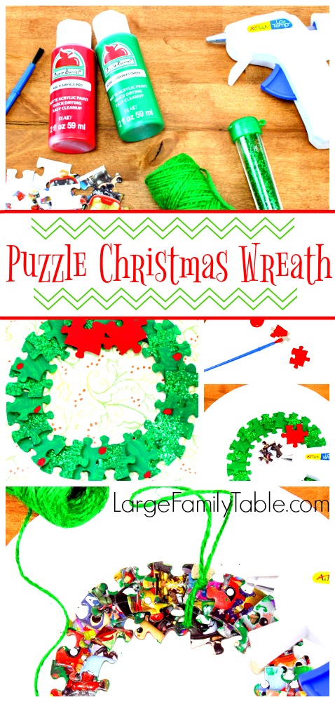 Puzzle Christmas Wreath Craft Project for Kids