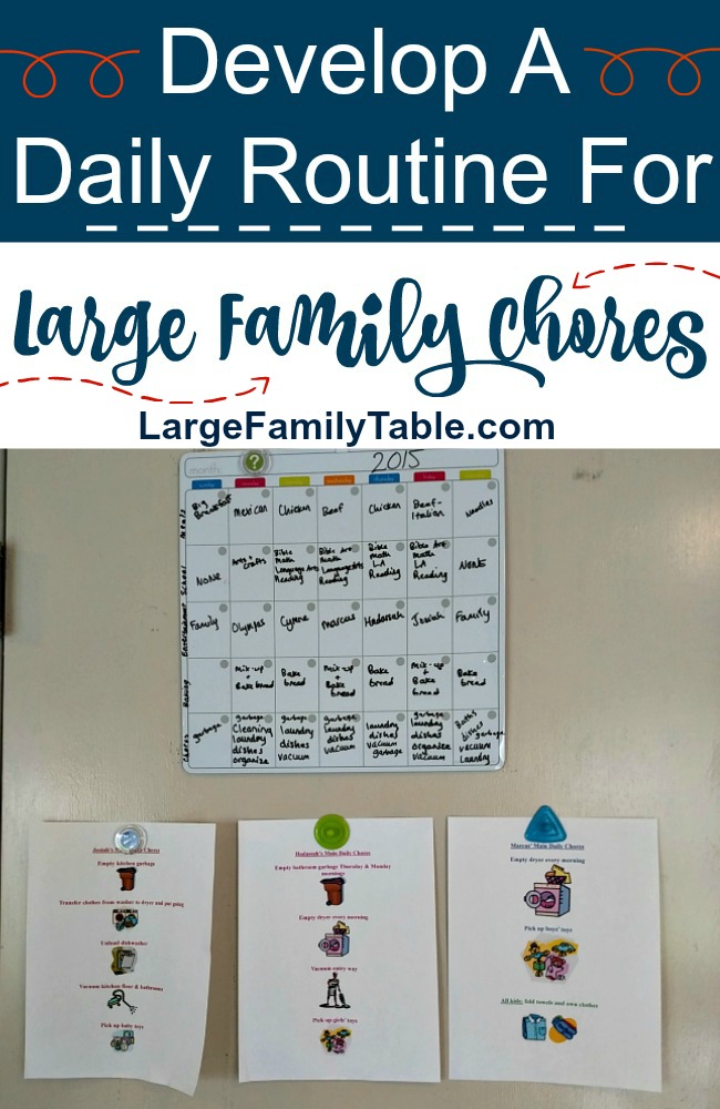 develop a daily routine for large family chores
