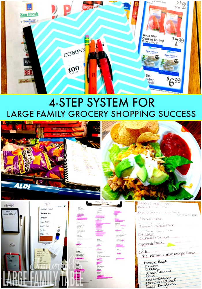 4 step system for large family grocery shopping success