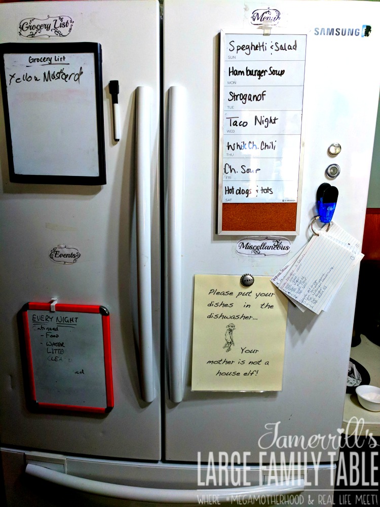 grocery lists on fridge