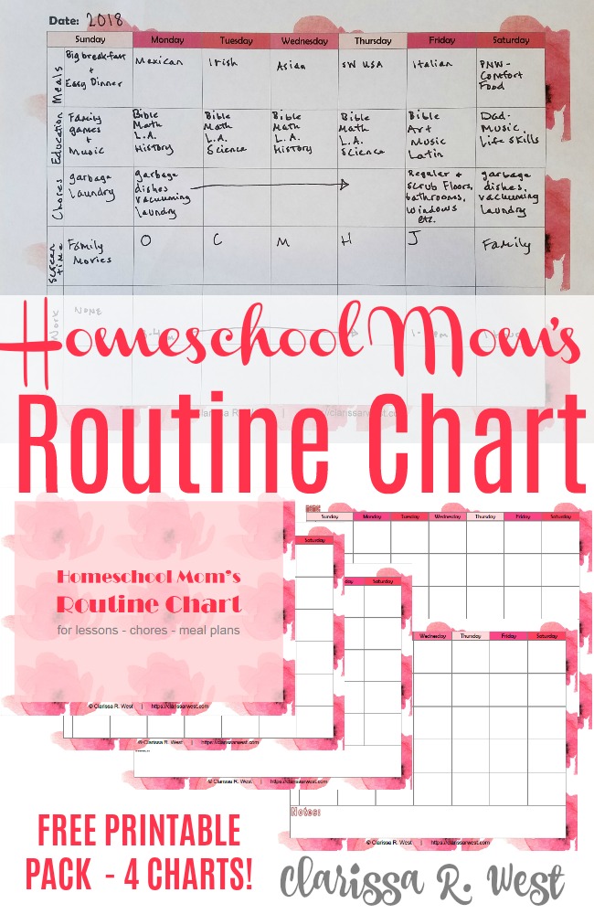 homeschool moms routine chart