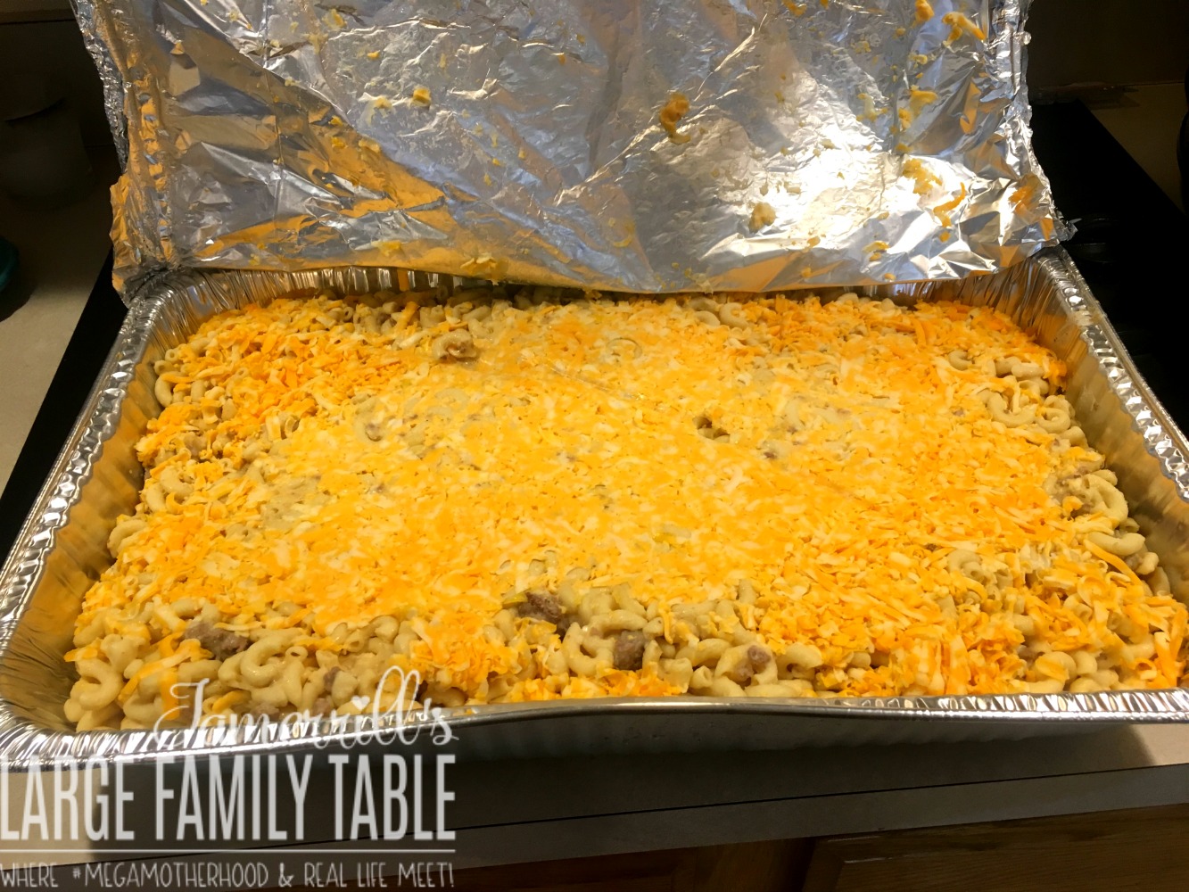 thawed out macaroni and cheese large pan