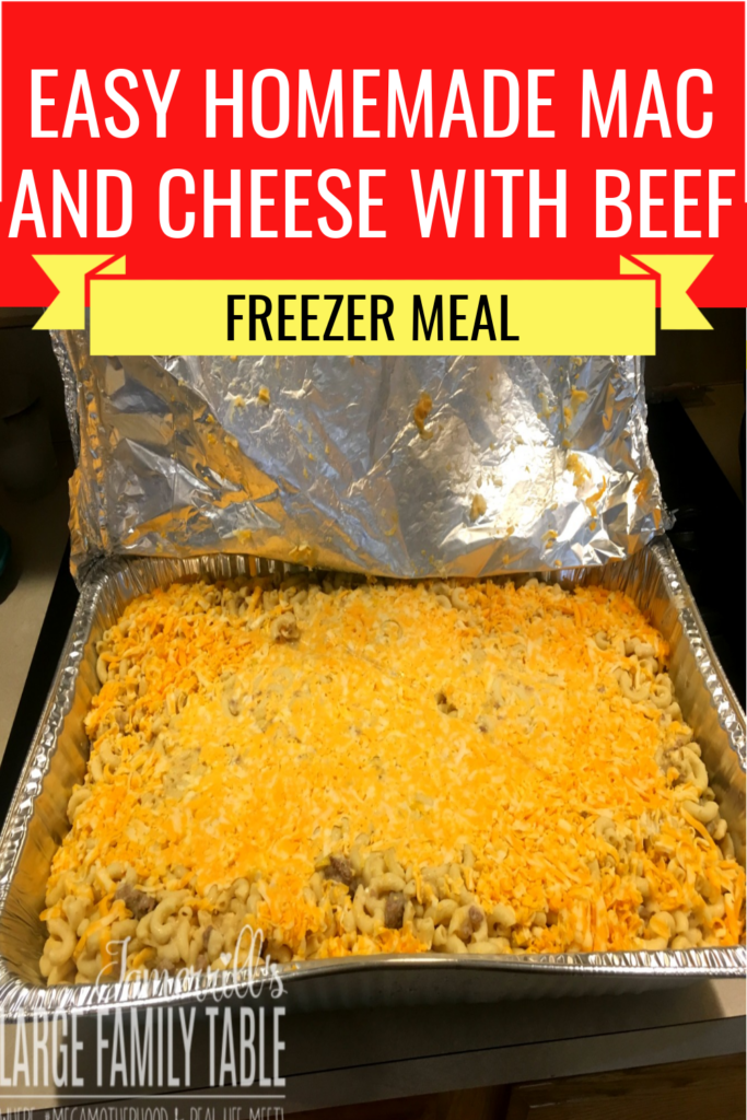 Mac and Cheese with Beef in a baking pan