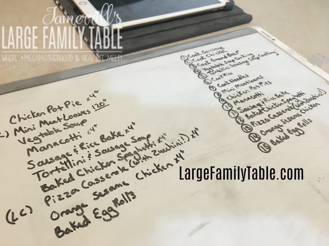 large family freezer cooking list