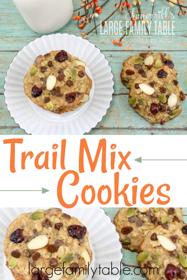 These homemade trail mix cookies are soft and chewy and packed full of protein. They're perfect for an afternoon snack or a tasty dessert. 