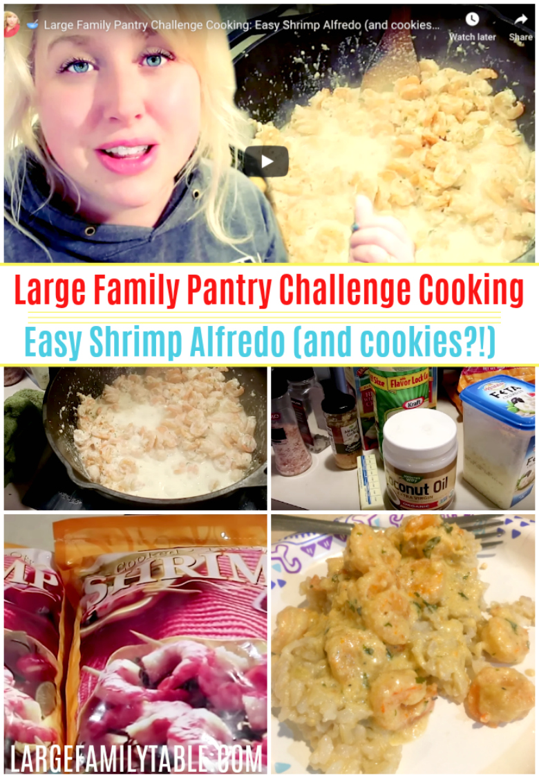 Large Family Pantry Challenge Cooking Easy Shrimp Alfredo And