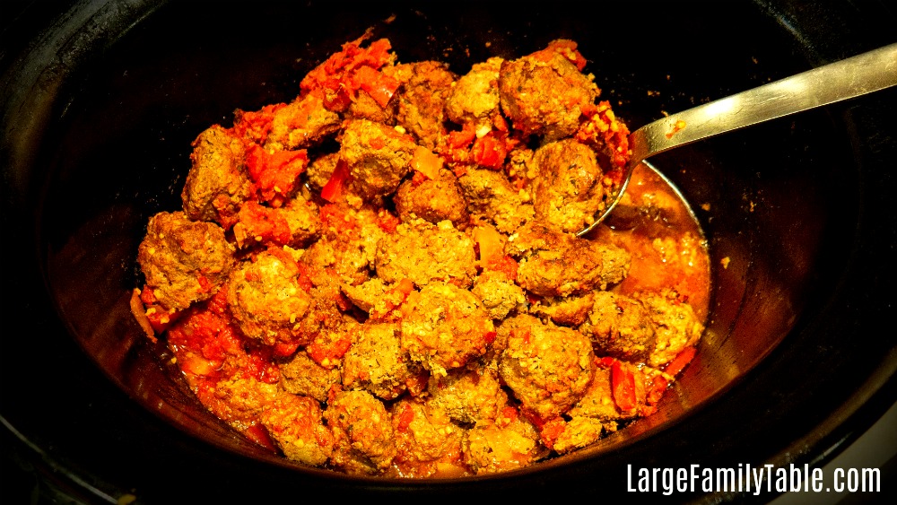 Keto Red Pepper Meatballs over Cauliflower Rice | Large Family Freezer Meals