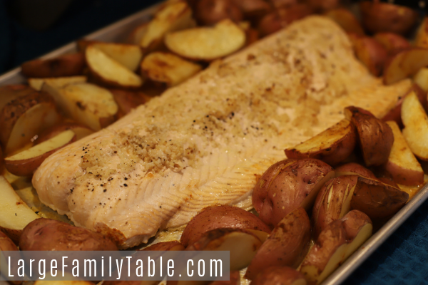 Garlic Butter Salmon with Roasted Red Potatoes