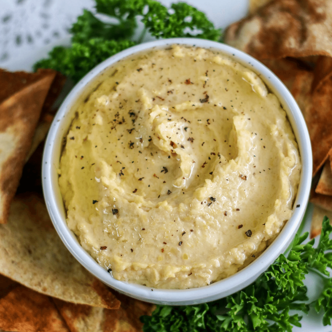 Roasted Garlic Hummus Recipe Large Family Table