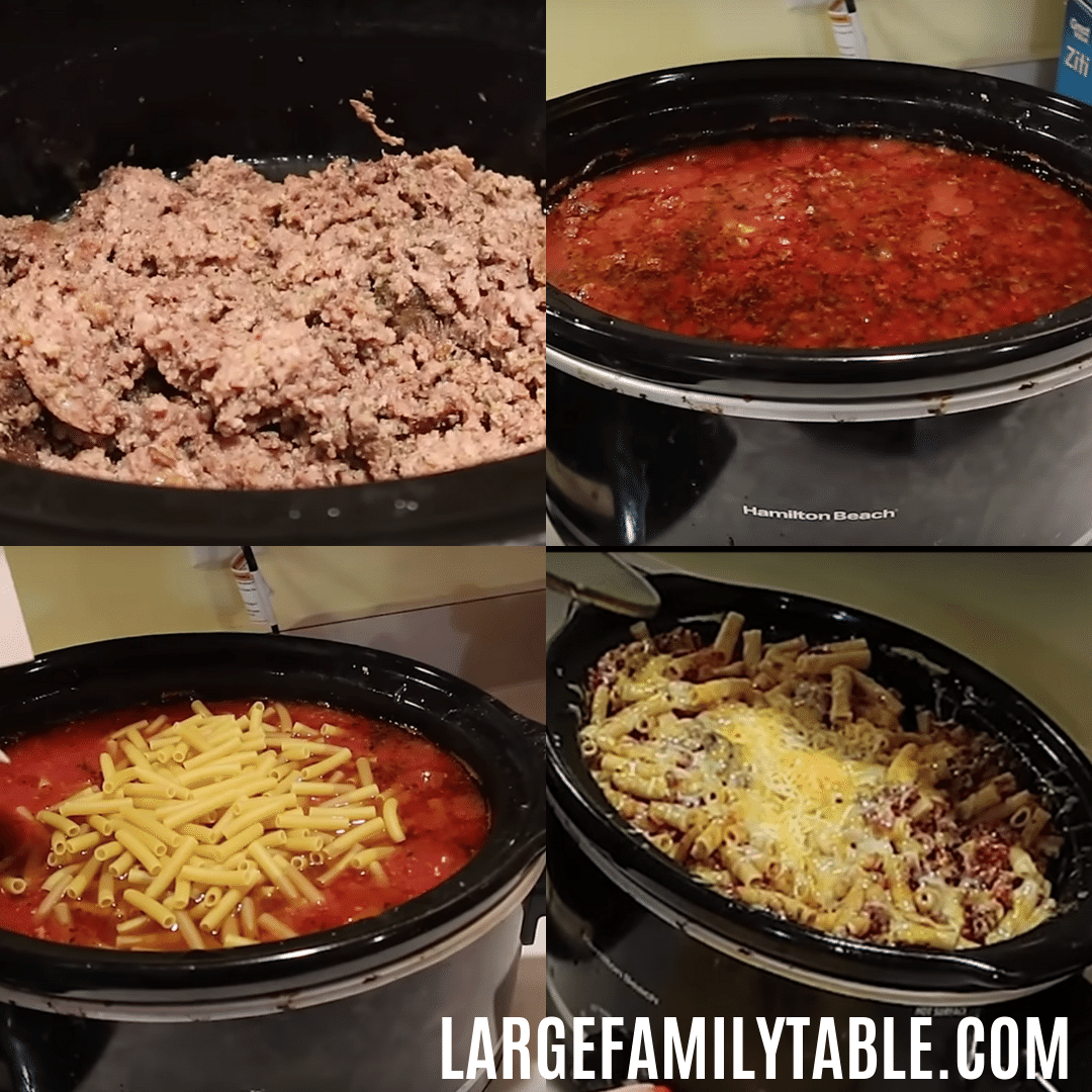 Slow Cooker Sausage Baked Ziti Large Family Table