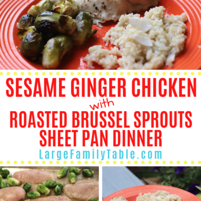Sesame Ginger Chicken with Roasted Brussel Sprouts Sheet Pan Dinner
