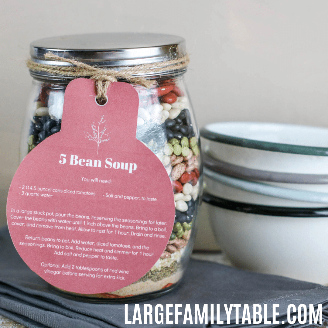 5 Bean Soup Gift In A Jar + Free Printable