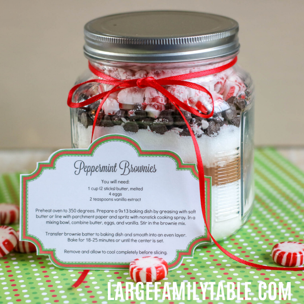 Peppermint Brownies Gift In A Jar | LargeFamilyTable.Com