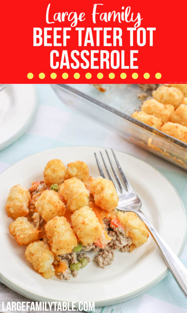 LARGE FAMILY BEEF TATER TOT CASSEROLE RECIPE (Two 9x13 pans! + Freezer Friendly!!)
