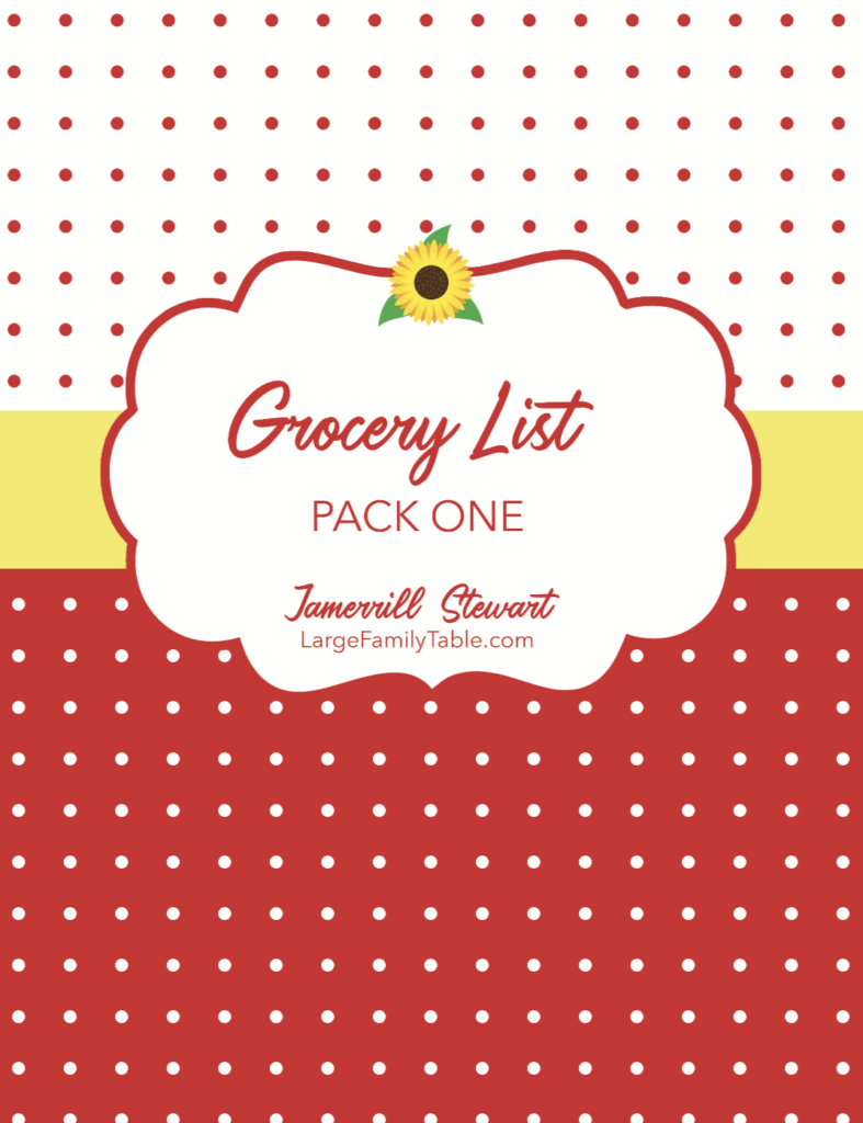 Large Family Grocery List and Large Family Meal Plan on a Budget