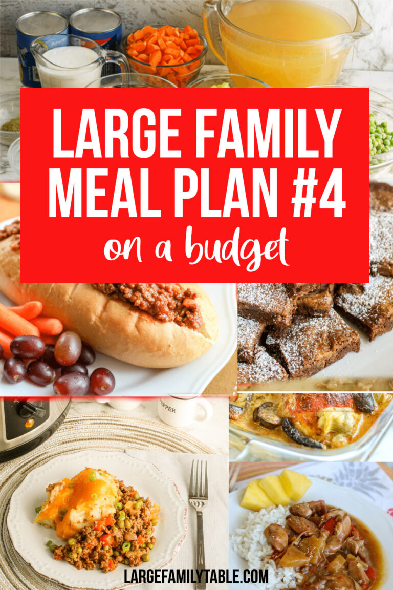 Large Family Budget Weekly Meal Plan + FREE Meal Plan Grocery List ...