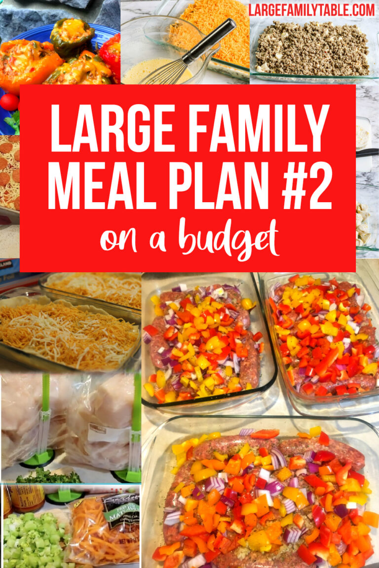 Large Family Meal Plans on a Budget and FREE Grocery List! Meal Plan #2