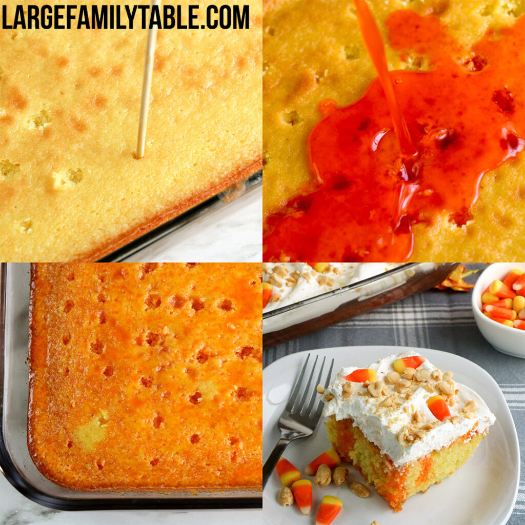 Candy Corn Poke Cake | Large Family Fall Desserts