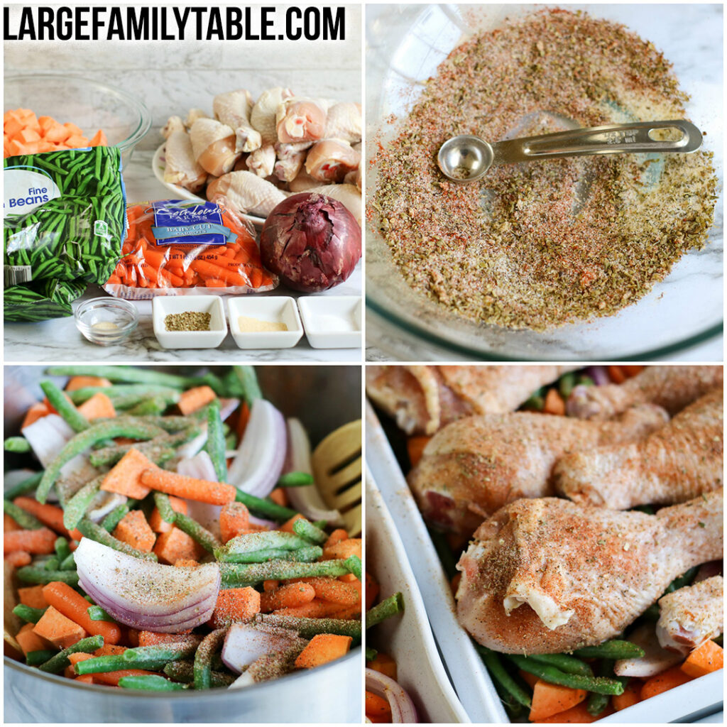 Big Family Healthy Chicken Drumsticks and Vegetable Easy Oven Dinner,  Dairy-Free!