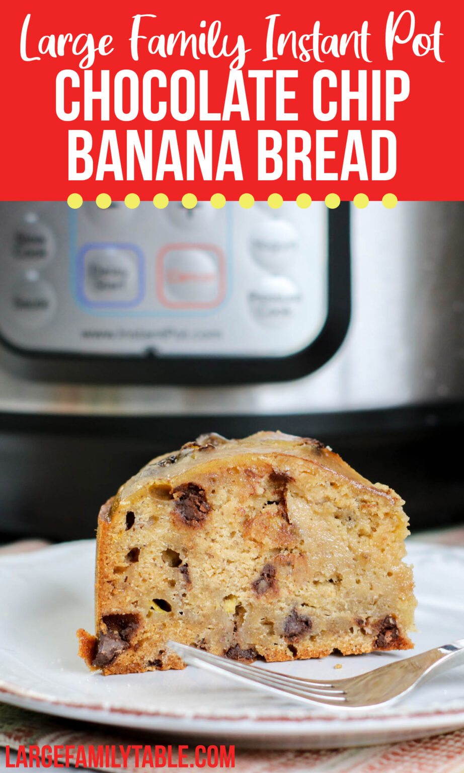 Large Family Instant Pot Peanut Butter Banana Bread with Chocolate