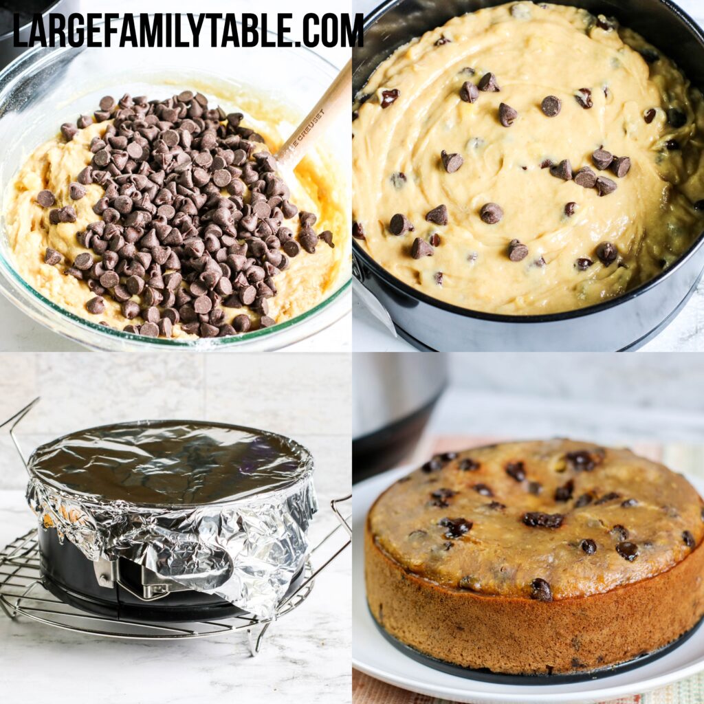 Large Family Instant Pot Peanut Butter Banana Bread with Chocolate Chips | Large Family Table Baking
