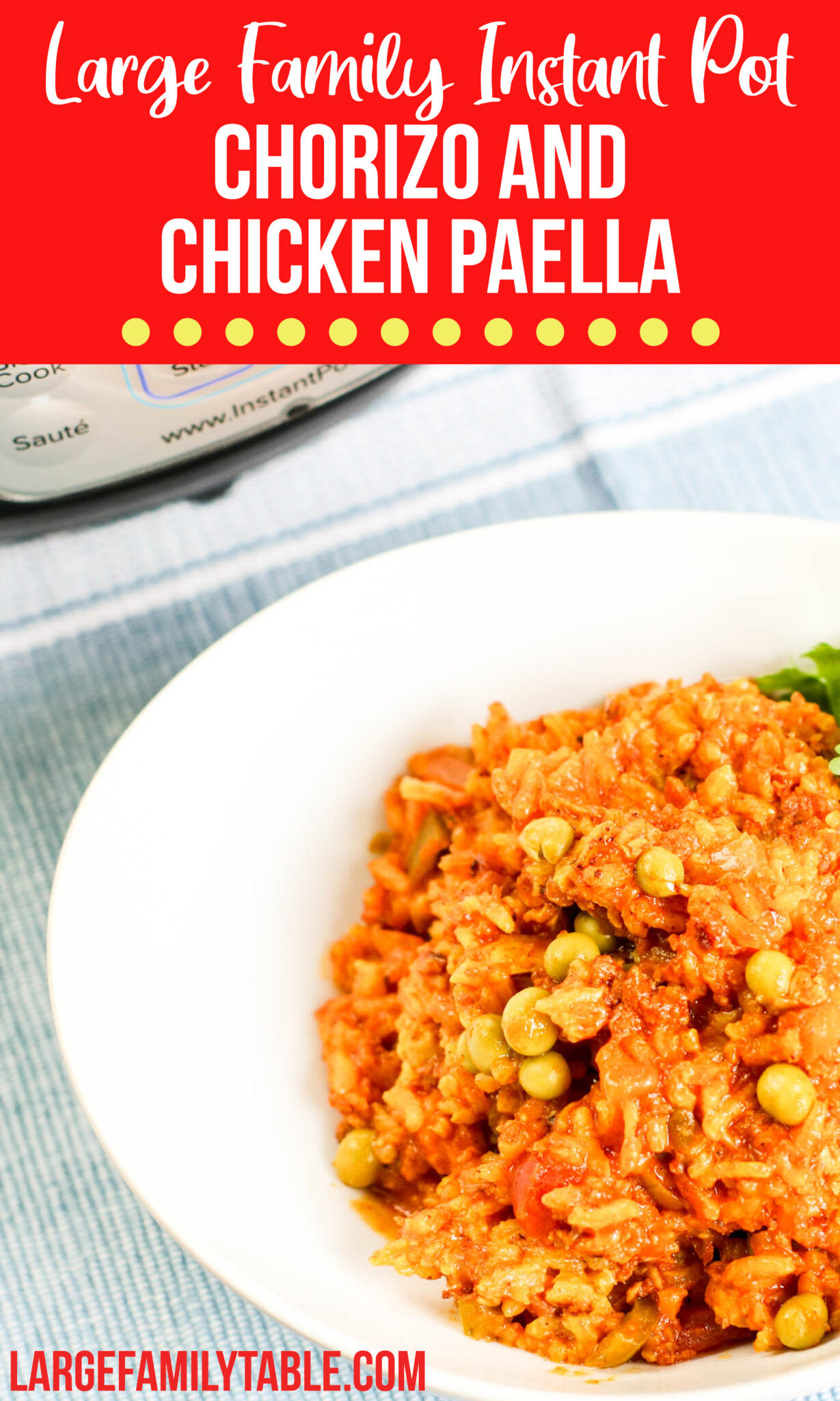 Large Family Instant Pot Chorizo and Chicken Paella DairyFree, Slow Cooker Option Large