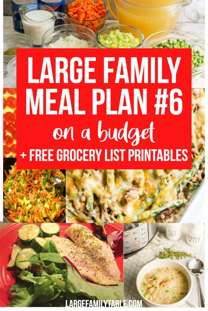 Large Family Weekly Meal Plan Week 6 Budgeting Meals with FREE