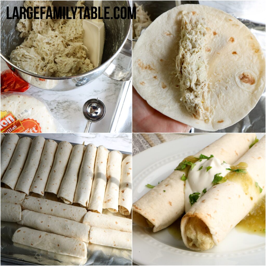 Big Family Freezer Meals Creamy Chicken Taquitos | Make-ahead Large Family Lunch