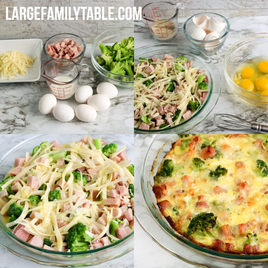 LOW CARB Large Family Ham and Gruyere Crustless Quiche 