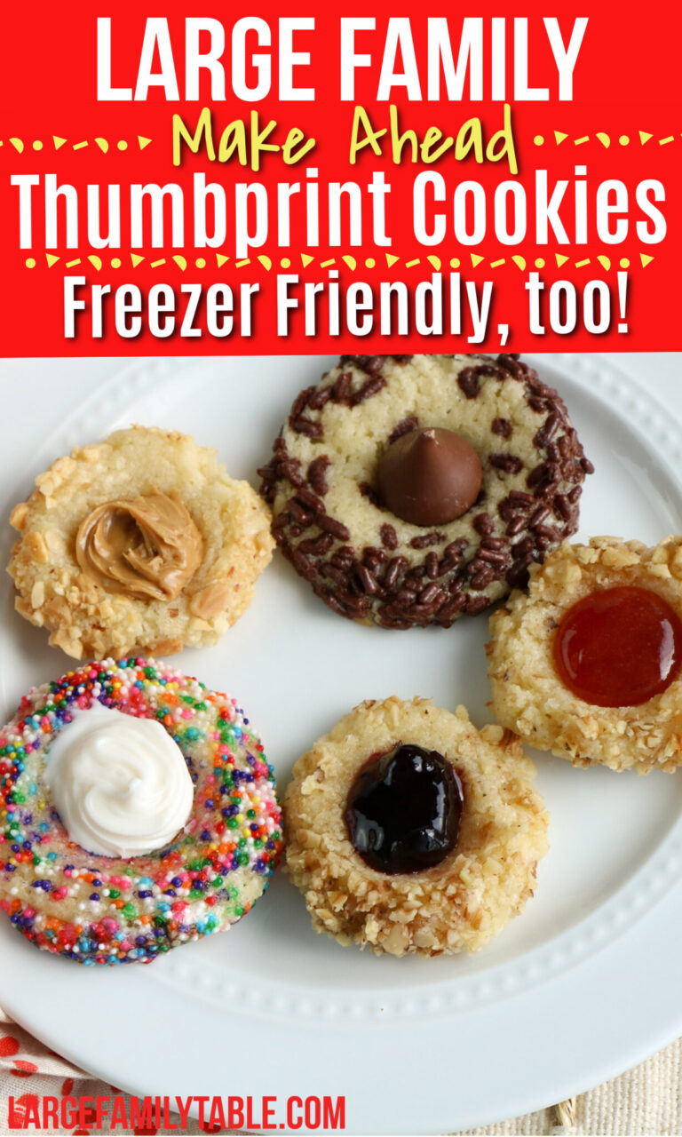 Large Family Make-Ahead Thumbprint Cookies, Freezer Friendly Recipe!