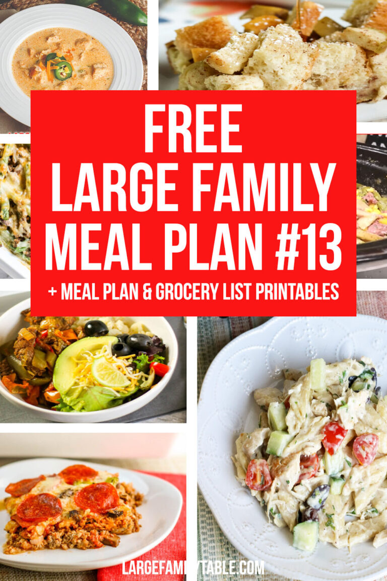 Week 13 Meal Plan for a Large Family on a Budget + FREE Grocery List ...