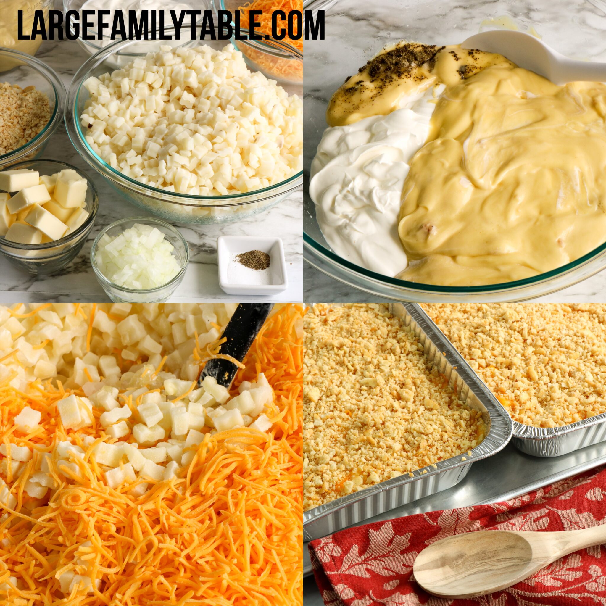 Big Family MakeAhead Cheesy Potatoes Freezer Meals Large Family Table