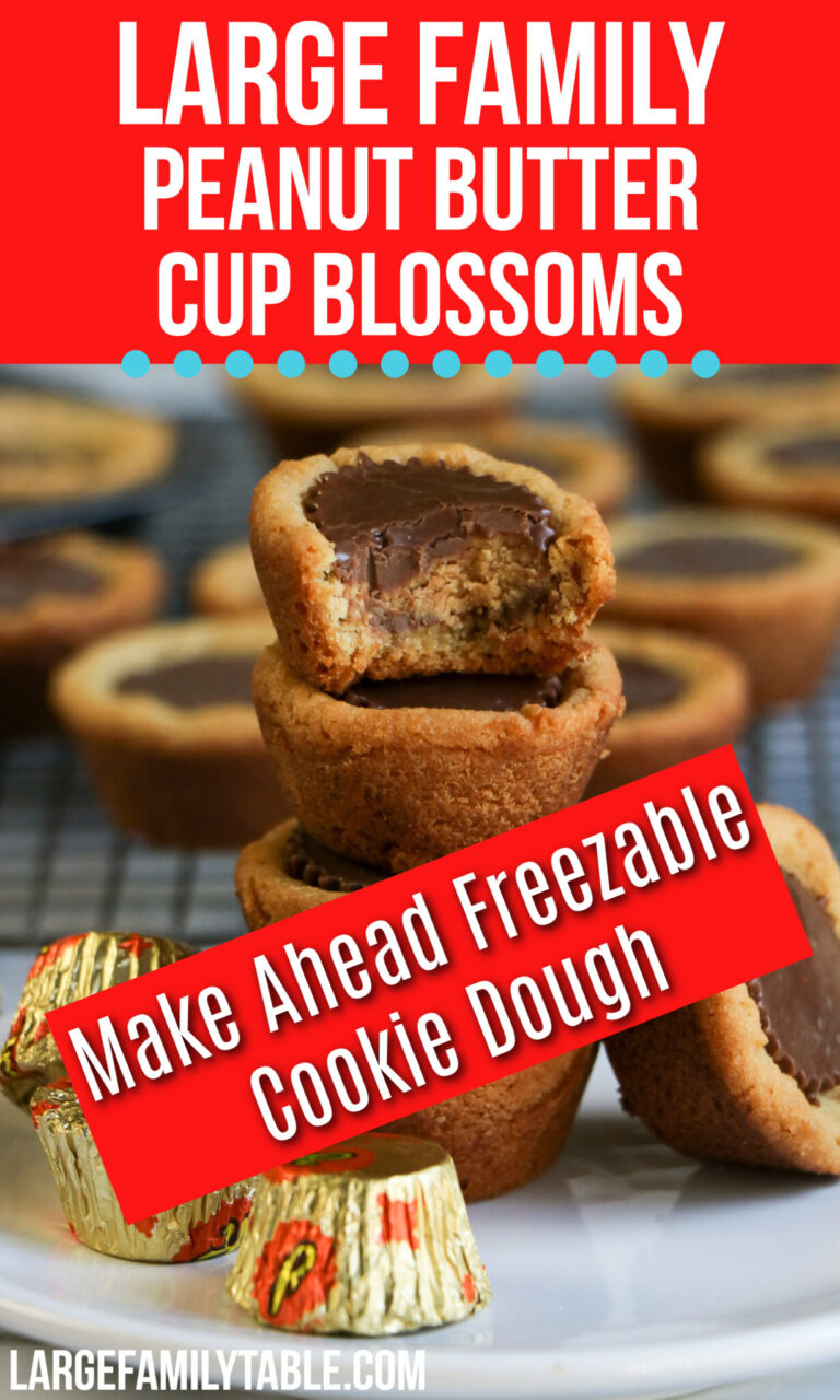 Peanut Butter Cup Blossoms | Large Family Cookies | Make Ahead Freezable Cookie Dough