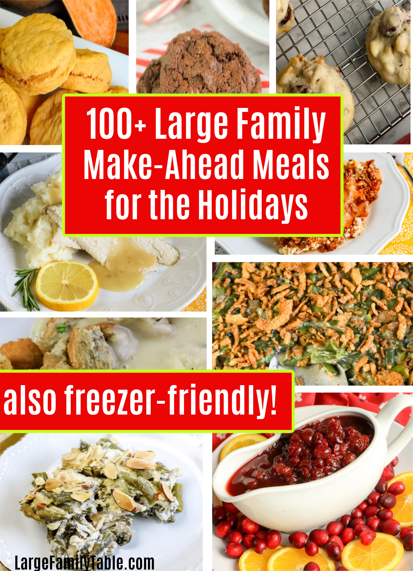 100+ Large Family Make-Ahead Meals for the Holidays (also Freezer-Friendly!)