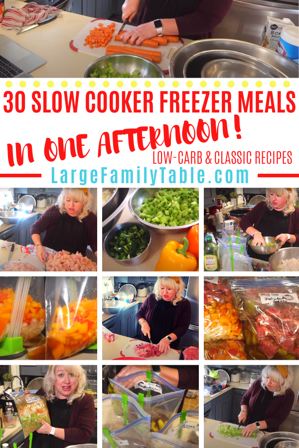 30 LARGE FAMILY SLOW COOKER EASY FREEZER MEALS IN ONE AFTERNOON!