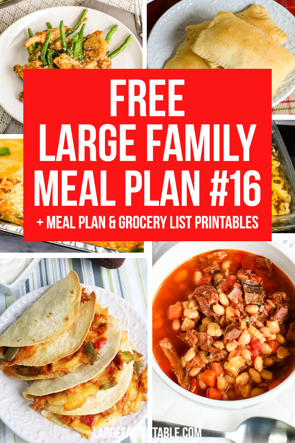 Large Family Weekly Meal Plan #16 | Meals on a Budget and FREE Grocery List