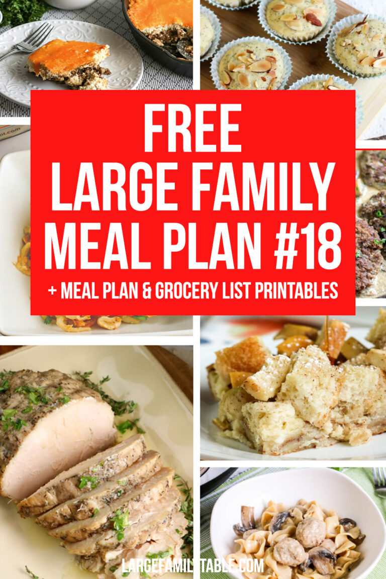 Large Family Meal Plan Week 18 | Meals on a Budget + Free Grocery List Printables