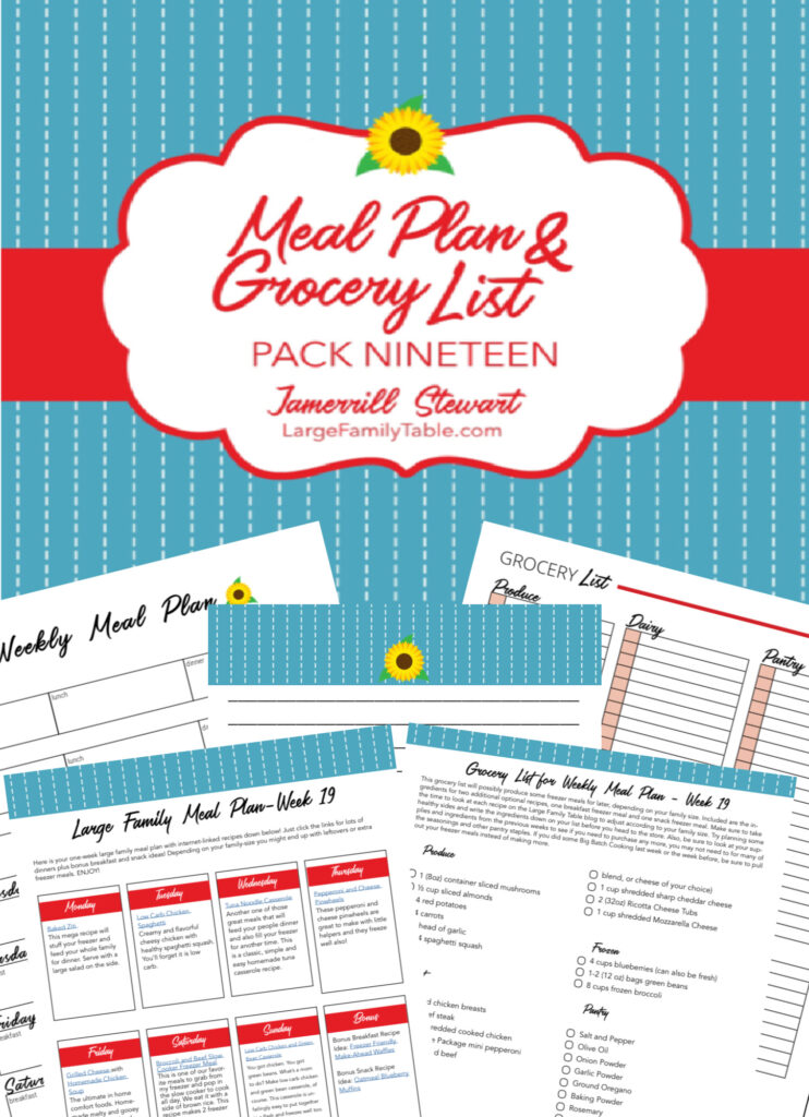 Week 19 Meal Plan for a Large Family on a Budget + FREE Grocery List and Planning Pack