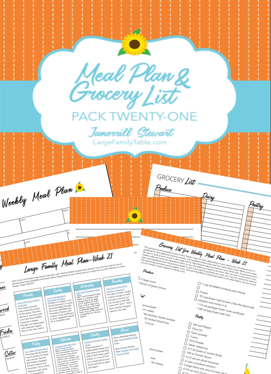 Large Family Weekly Meal Plan 21 Meals on a Budget and FREE Grocery