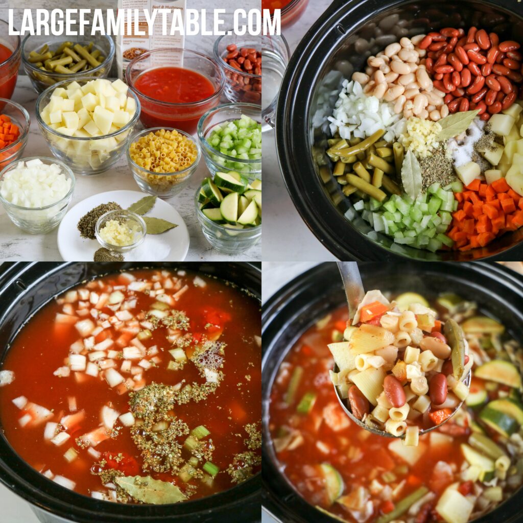 Large Family Minestrone Soup in the Slow Cooker | Crock Pot Freezer Meals