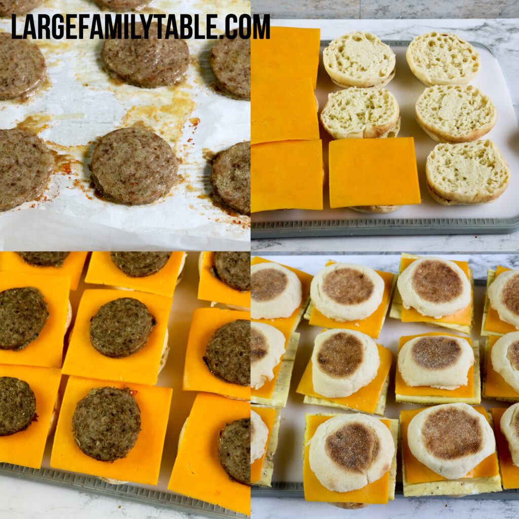 Large Family Freezable Sausage, Egg, and Cheese English Muffins | Breakfast Freezer Meals