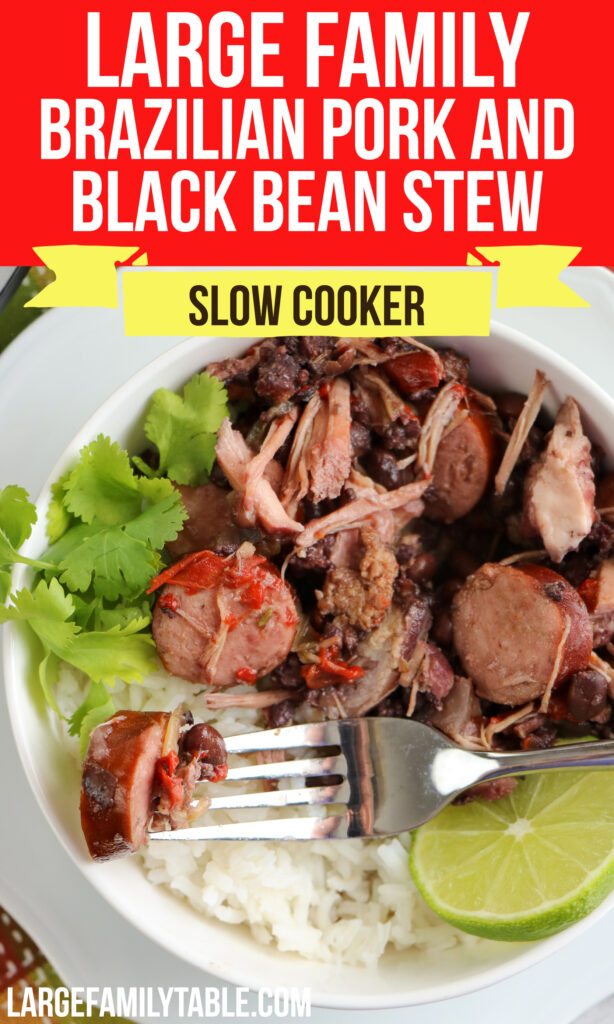 Large Family Slow Cooker Brazilian Pork and Black Bean Stew | Freezer Meals for Big Families